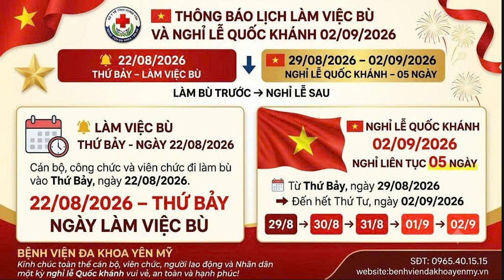 THÔNG BÁO LỊCH LÀM BÙ VÀ NGHỈ LỄ QUỐC KHÁNH 02/09/2026